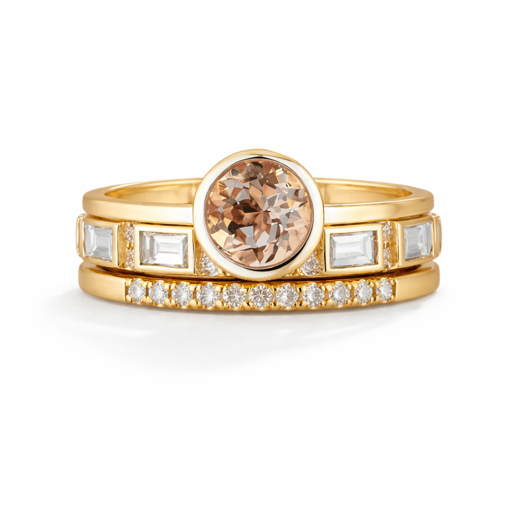 Anello in cristallo dorato