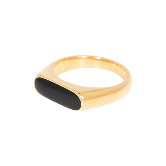 Anillo concha negro chapado en oro