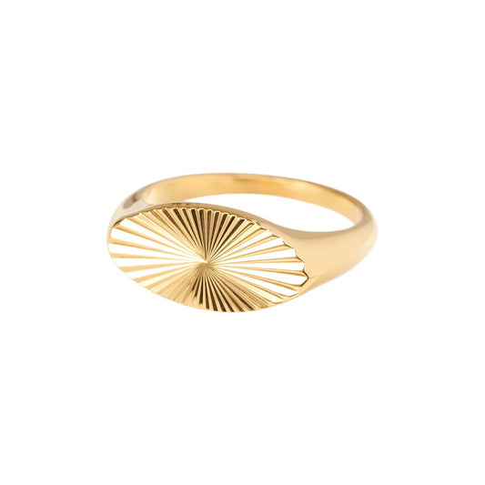 Oval Rays Gold Plated Ring