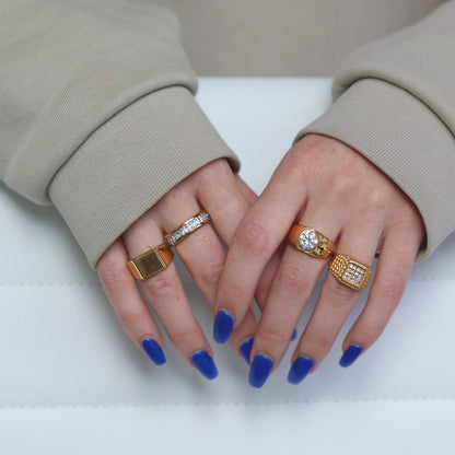Anillo Baguette Chapado en Oro
